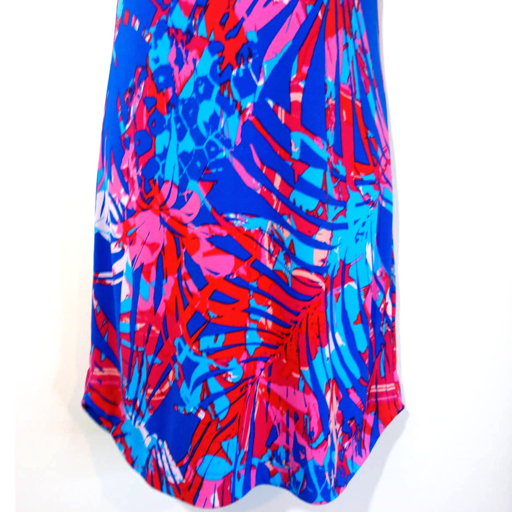 Ali Ra Women's Sz 2 Bright Multicolor Tropical Print Keyhole Sleeveless Dress - Picture 3 of 5
